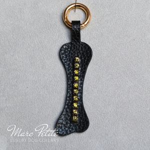 Black Bone Keychain with gold crystals