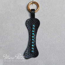 Charger l&#39;image dans la galerie, Black Bone Keychain with turqoise crystals